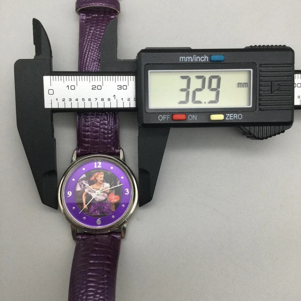 I Love Lucy Womens Watch 33mm Silver Tone Purple Dial Leather New Battery